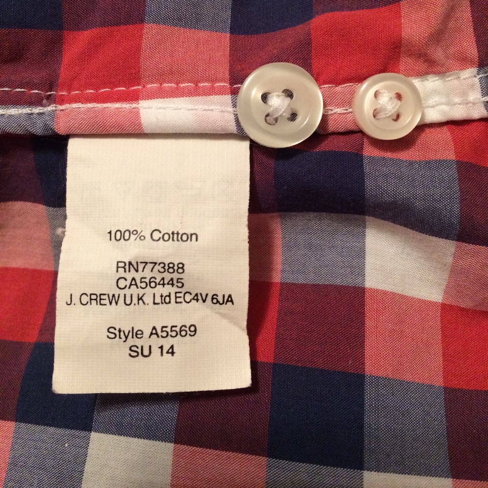 J. Crew Lightweight Gingham Washed Shirt Slim Sz L - Picture 6 of 8